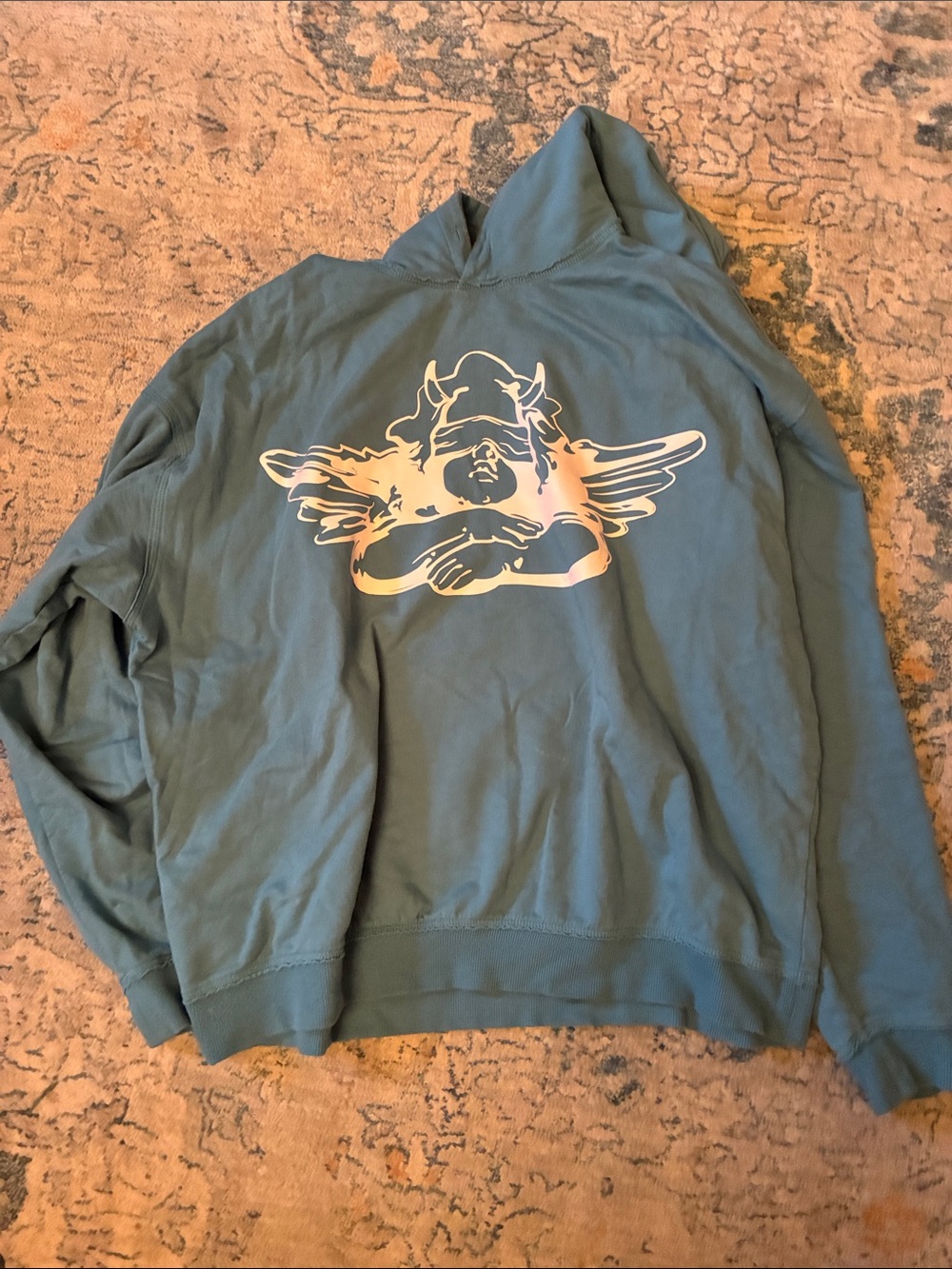 Boys Lie Teal Crewneck with Angel Graphic